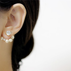棉珍珠耳環魅力和Bijou耳環設置1對 第3張的照片