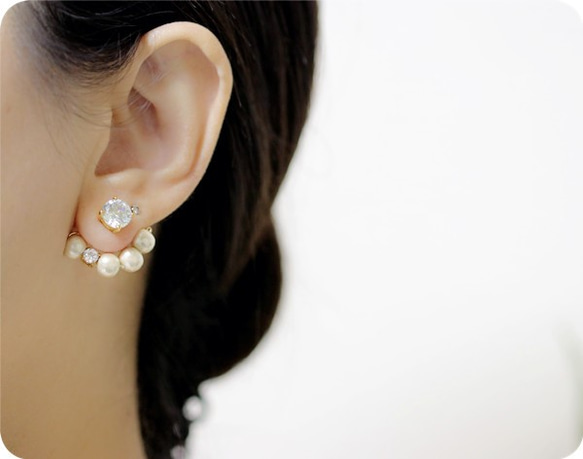 棉珍珠耳環魅力和Bijou耳環設置1對 第3張的照片