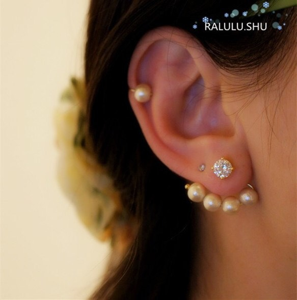 重新再次上架【RALULU.SHU】棉珍珠耳環魅力和Bijou耳環套裝1對 第1張的照片