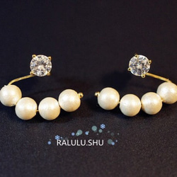 重新再次上架【RALULU.SHU】棉珍珠耳環魅力和Bijou耳環套裝1對 第2張的照片
