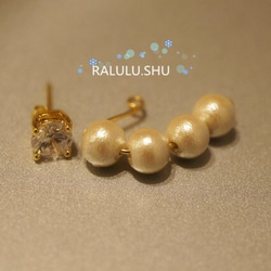 重新再次上架【RALULU.SHU】棉珍珠耳環魅力和Bijou耳環套裝1對 第4張的照片