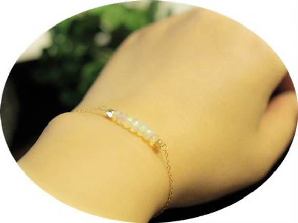 最上級 ボタンカット オパール ラッキー7ブレスレット 10月誕生石 4枚目の画像