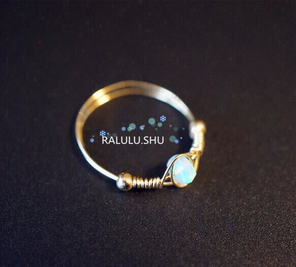 再再…販【RALULU.SHU】14KGF宝石質 最上級 エチオピア産オパール リング ピンキーリング ファランジリング 3枚目の画像