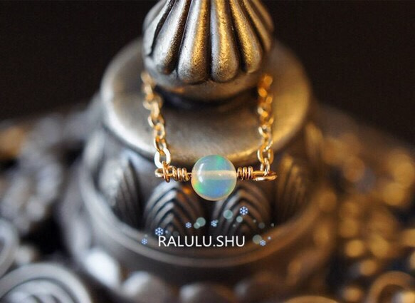 再再..販【RALULU.SHU】宝石質 エチオピア産 オパール チェーンリング ピンキーリング ファランジリング 1枚目の画像