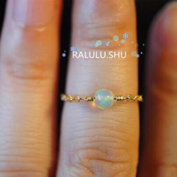 再再..販【RALULU.SHU】宝石質 エチオピア産 オパール チェーンリング ピンキーリング ファランジリング 2枚目の画像
