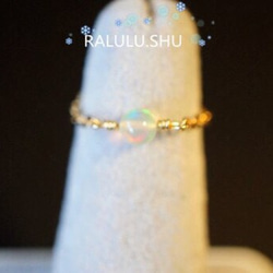 再再..販【RALULU.SHU】宝石質 エチオピア産 オパール チェーンリング ピンキーリング ファランジリング 4枚目の画像