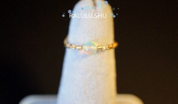再再..販【RALULU.SHU】宝石質 エチオピア産 オパール チェーンリング ピンキーリング ファランジリング 4枚目の画像