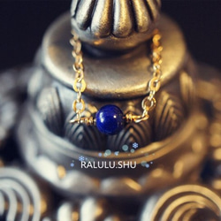再販【RALULU.SHU】宝石質ラピスラズリ チェーンリング ピンキーリング ファランジリング 1枚目の画像