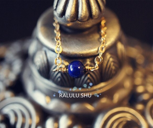再販【RALULU.SHU】宝石質ラピスラズリ チェーンリング ピンキーリング ファランジリング 1枚目の画像