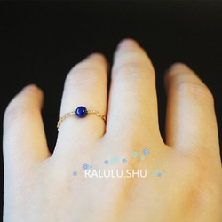 再販【RALULU.SHU】宝石質ラピスラズリ チェーンリング ピンキーリング ファランジリング 3枚目の画像