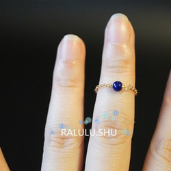 再販【RALULU.SHU】宝石質ラピスラズリ チェーンリング ピンキーリング ファランジリング 4枚目の画像