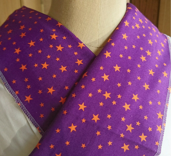(４)星形の半襟(半衿)【紫×オレンジ】 1枚目の画像