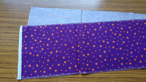 (４)星形の半襟(半衿)【紫×オレンジ】 4枚目の画像