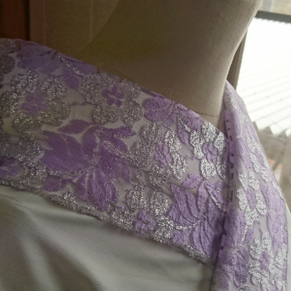 135. ラメラッセルの半襟(半衿)【紫×銀】 3枚目の画像