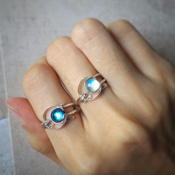 Japanese Style Moonstone Moon Silver Ring 1枚目の画像