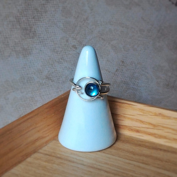 Japanese Style Moonstone Moon Silver Ring 4枚目の画像