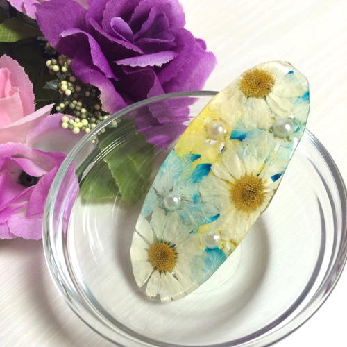 爽やかな色合いの押し花入りバレッタ❤︎ バレッタ JEMINIKE 通販 