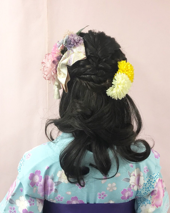 卒業式•成人式の和装に似合う♡フラワーヘッドドレス(ヘアアクセサリー) 2枚目の画像