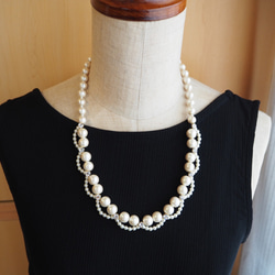 貝パールのロングネックレス 60cm 卒業式 入学式 結婚式 ウェディング