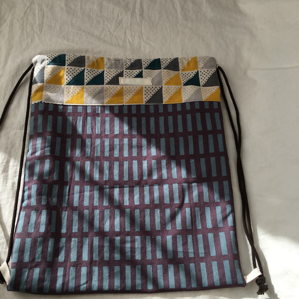 入園入学お着替え袋 リュック型#ラティスと三角 2枚目の画像