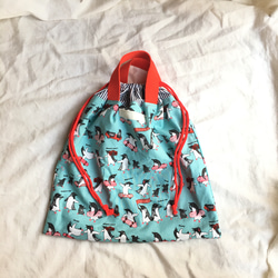 大きめレッスンバッグと巾着袋のセット#ペンギンスケボー青 4枚目の画像
