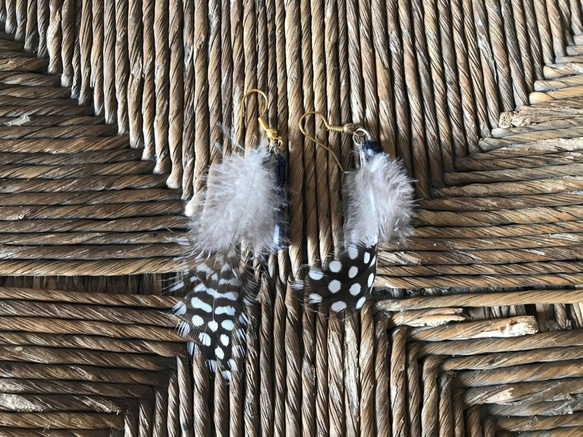 ヨルバ族ろうけつ染め、ピアス 2枚目の画像