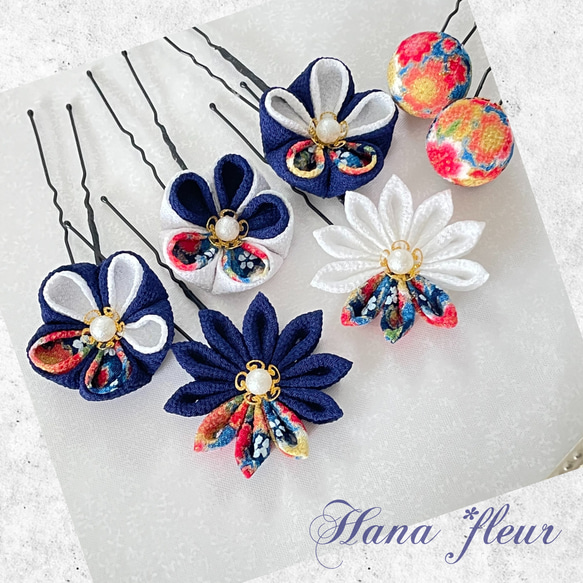 白藍【しらあい】つまみ細工の髪飾り 白藍【しらあい】つまみ細工の髪飾り 白藍【しらあい】つまみ細工の髪飾り