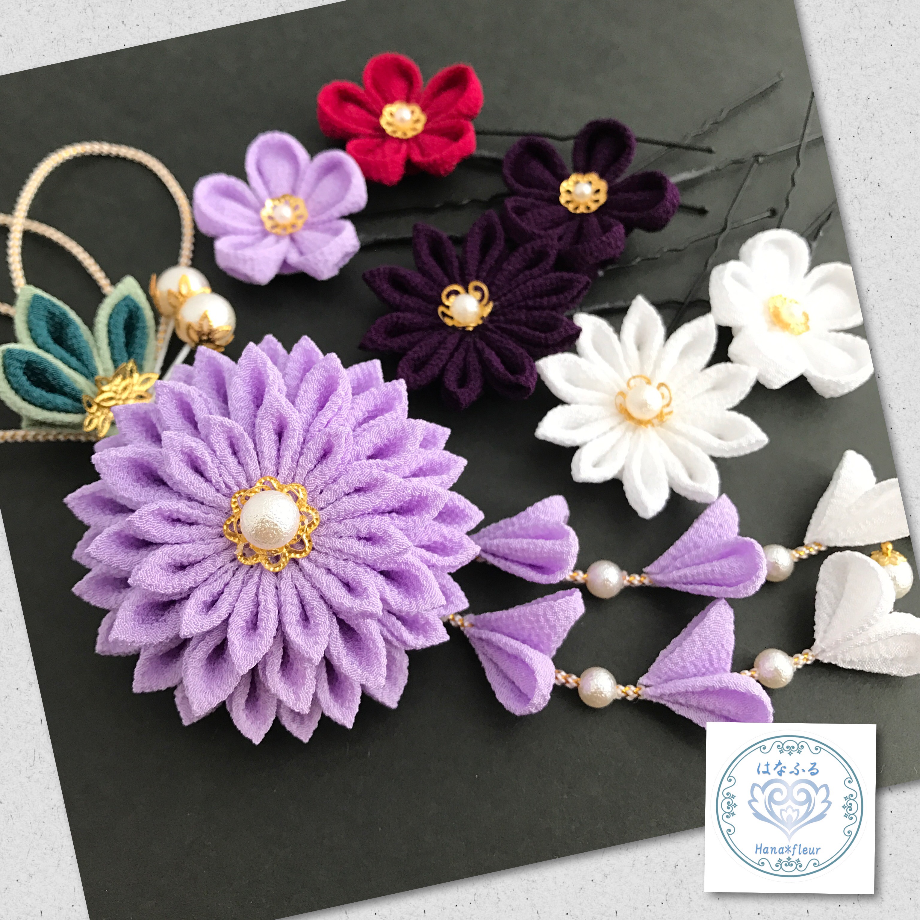 つまみ細工帯留め 再販受付 七五三 成人式 卒業式 結婚式パール