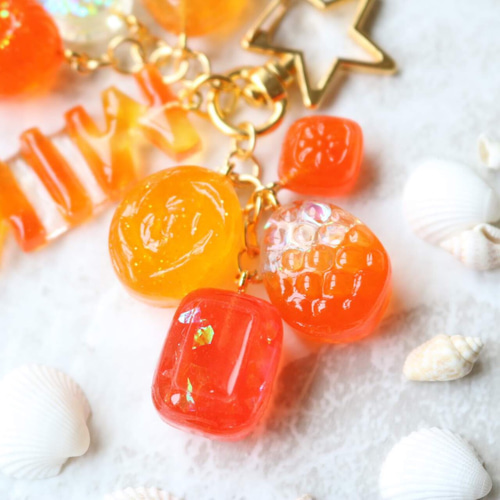 もりもりレジンドロップキーホルダー orange ver キーホルダー