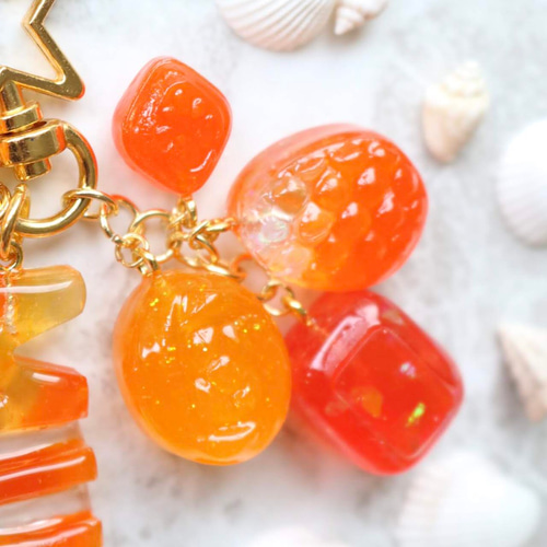 もりもりレジンドロップキーホルダー orange ver キーホルダー