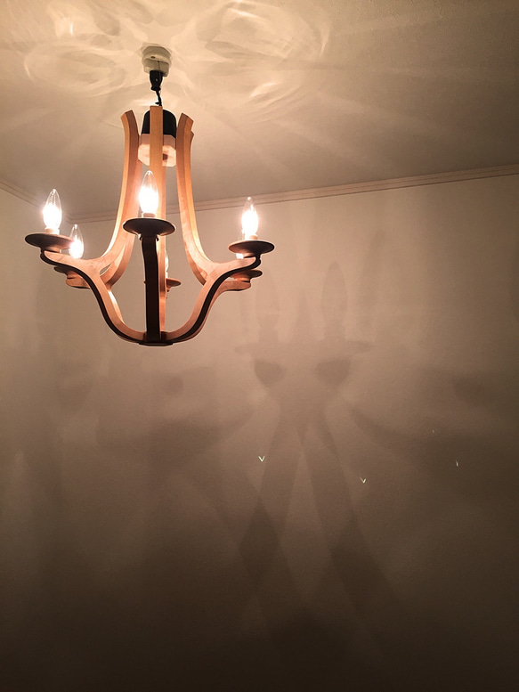 木のシャンデリア / Wooden chandelier / 木のランプ 11枚目の画像