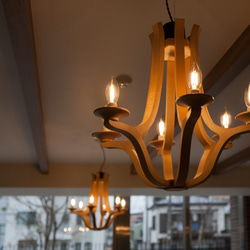 木のシャンデリア / Wooden chandelier / 木のランプ 4枚目の画像