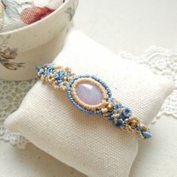 【Buho Craft】Blue Lace Agate Macrame Bracelet 1枚目の画像