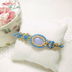 【Buho Craft】Blue Lace Agate Macrame Bracelet 2枚目の画像