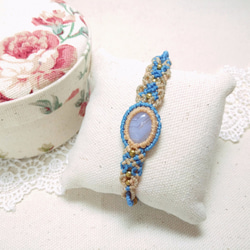 【Buho Craft】Blue Lace Agate Macrame Bracelet 3枚目の画像