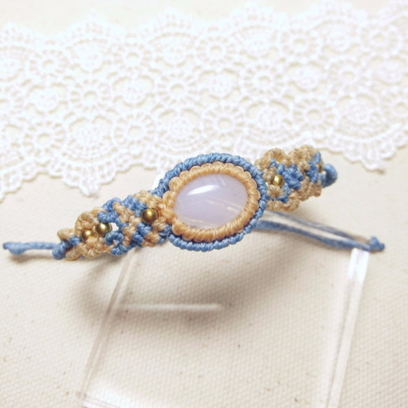 【Buho Craft】Blue Lace Agate Macrame Bracelet 4枚目の画像