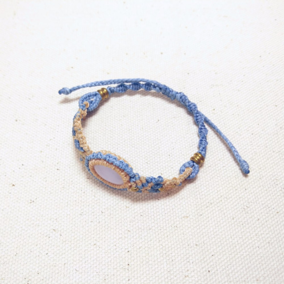【Buho Craft】Blue Lace Agate Macrame Bracelet 5枚目の画像