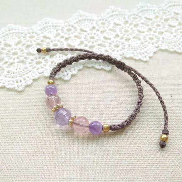 【BuhoCraft】Amethyst Macrame Bracelet 1枚目の画像