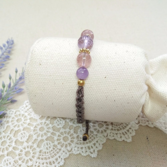 【BuhoCraft】Amethyst Macrame Bracelet 3枚目の画像