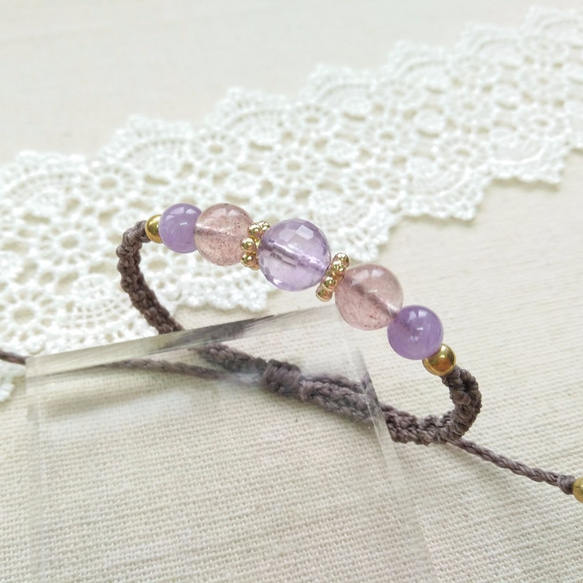 【BuhoCraft】Amethyst Macrame Bracelet 4枚目の画像