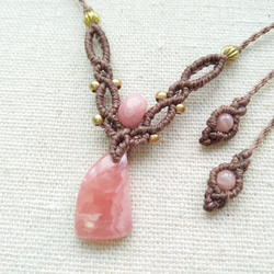 【Buho Craft】Rhodochrosite Macrame Necklace 4枚目の画像