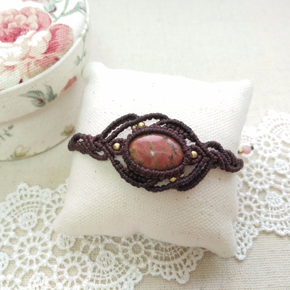 【Buho Craft】Unakite Macrame Bracelet 1枚目の画像