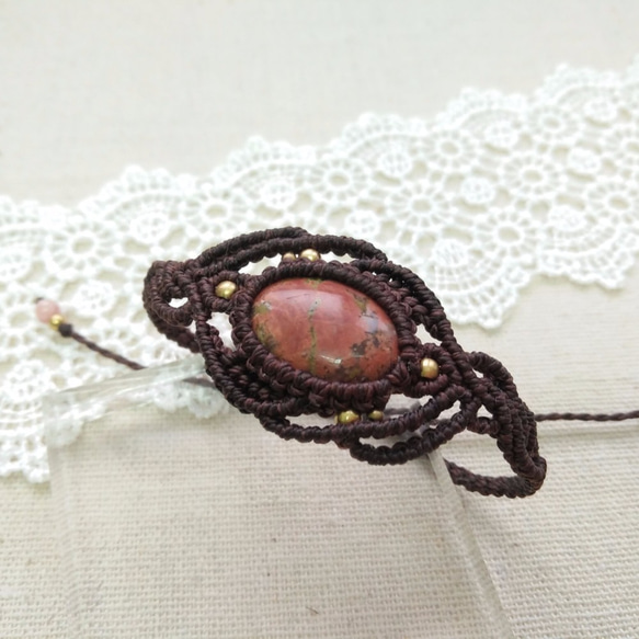 【Buho Craft】Unakite Macrame Bracelet 3枚目の画像