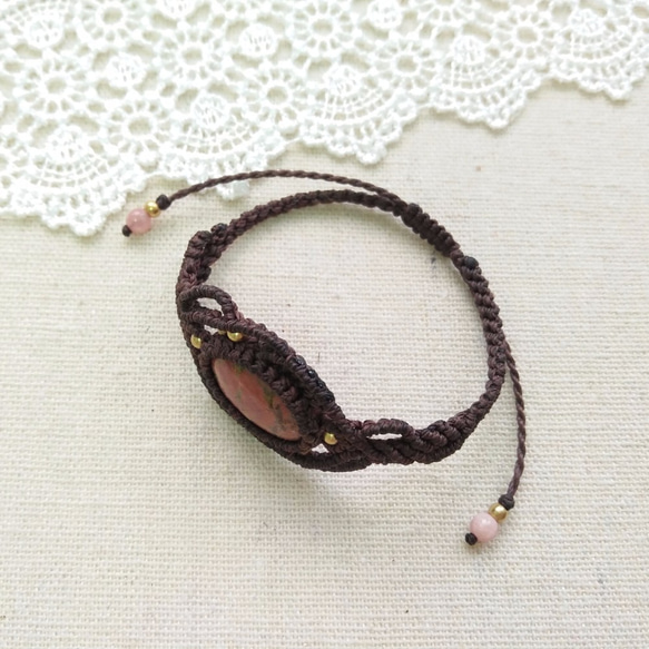 【Buho Craft】Unakite Macrame Bracelet 4枚目の画像