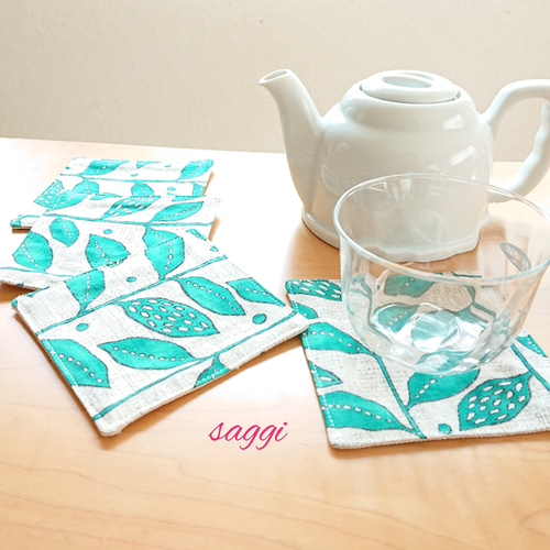 コースター4枚セット北欧リーフ