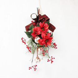「送料無料」クリスマススワッグリース アーティフィシャルフラワー（造花） 2枚目の画像