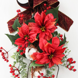 「送料無料」クリスマススワッグリース アーティフィシャルフラワー（造花） 3枚目の画像