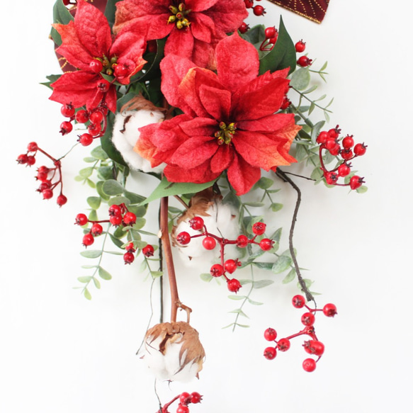 「送料無料」クリスマススワッグリース アーティフィシャルフラワー（造花） 6枚目の画像