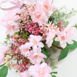 「送料無料」八重桜のスワッグリース アーティフィシャルフラワー 6枚目の画像