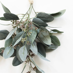 「送料無料」細葉ユーカリ ミニスワッグリース 壁掛け ハンギングリース（アーティフィシャルフラワー） 3枚目の画像